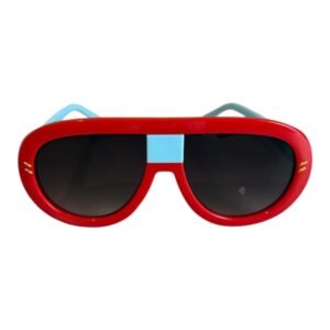 Bold Colour-Block Fashion Sunglasses – Red & Sky Blue