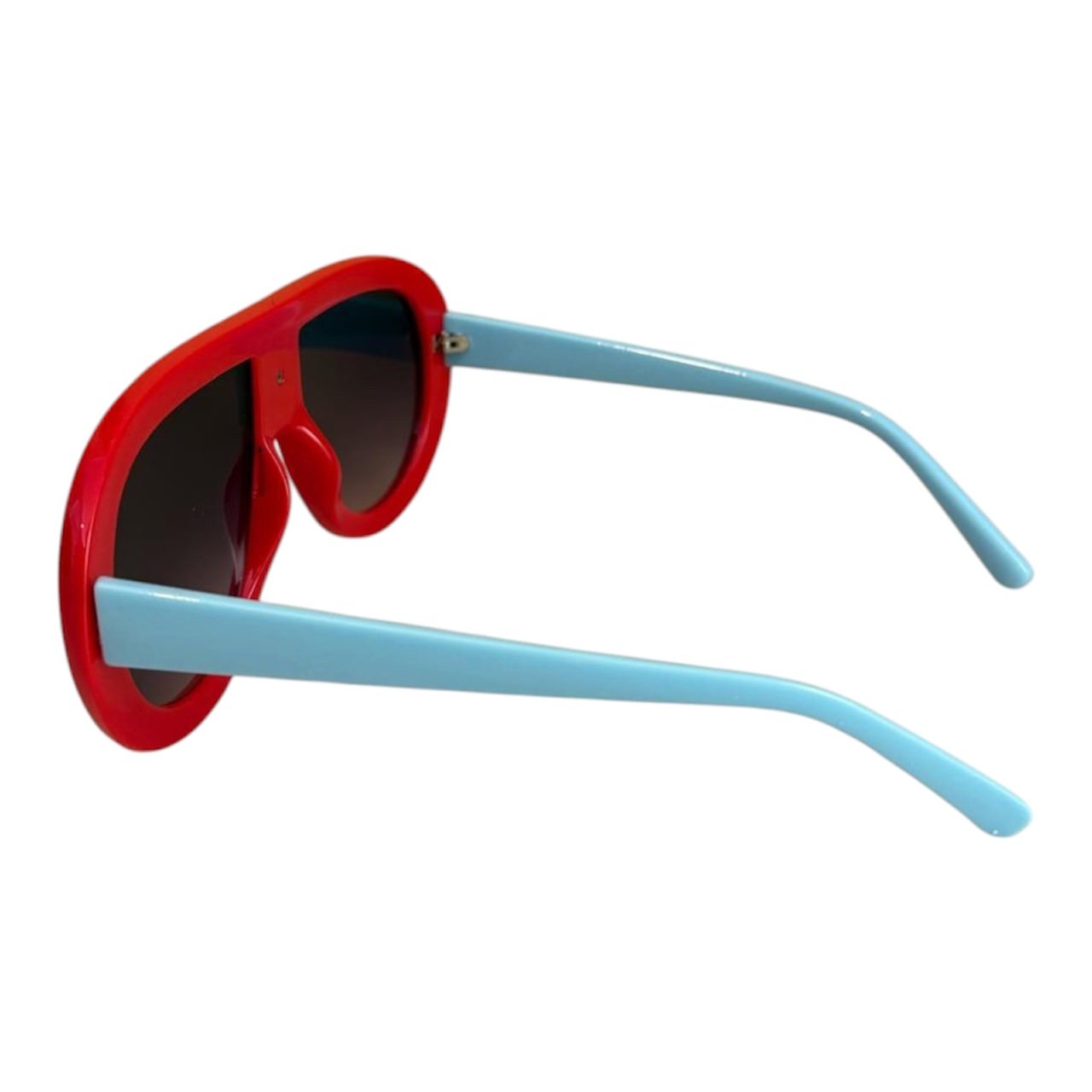 Bold Colour-Block Fashion Sunglasses – Red & Sky Blue - Image 2